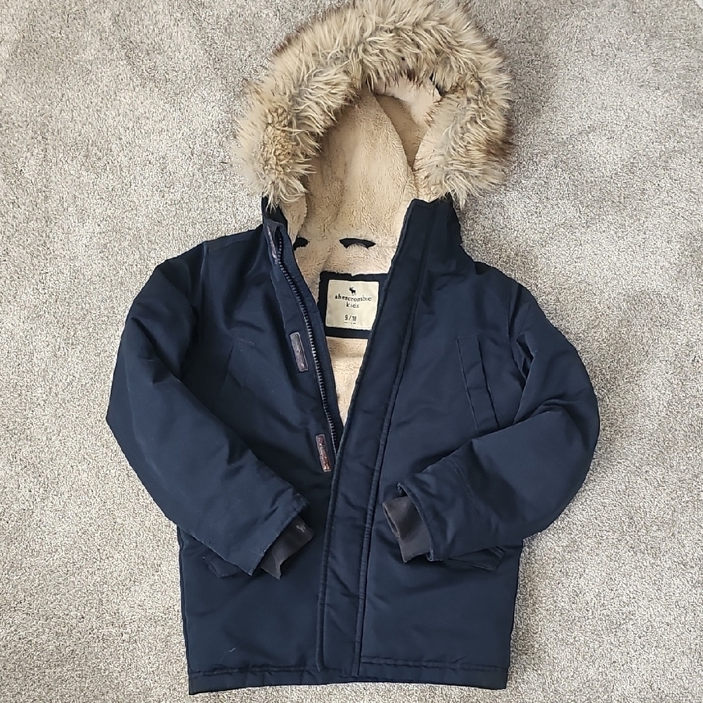 Abercrombie Kids Dark Blue Hooded Puffer Coat